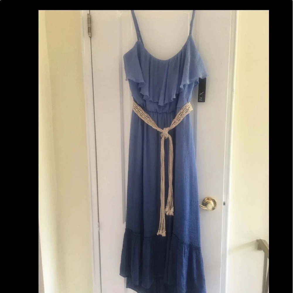 NWT 💙 Junior’s L blue ombré ruffle maxi dress with belt